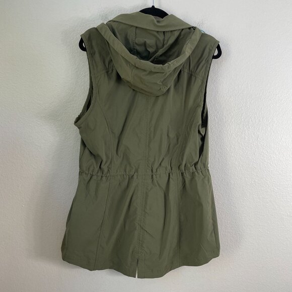 LL Bean Womens Large Utility Vest Soft Shell Lightweight Layer Cinch Waist Olive - Picture 8 of 9